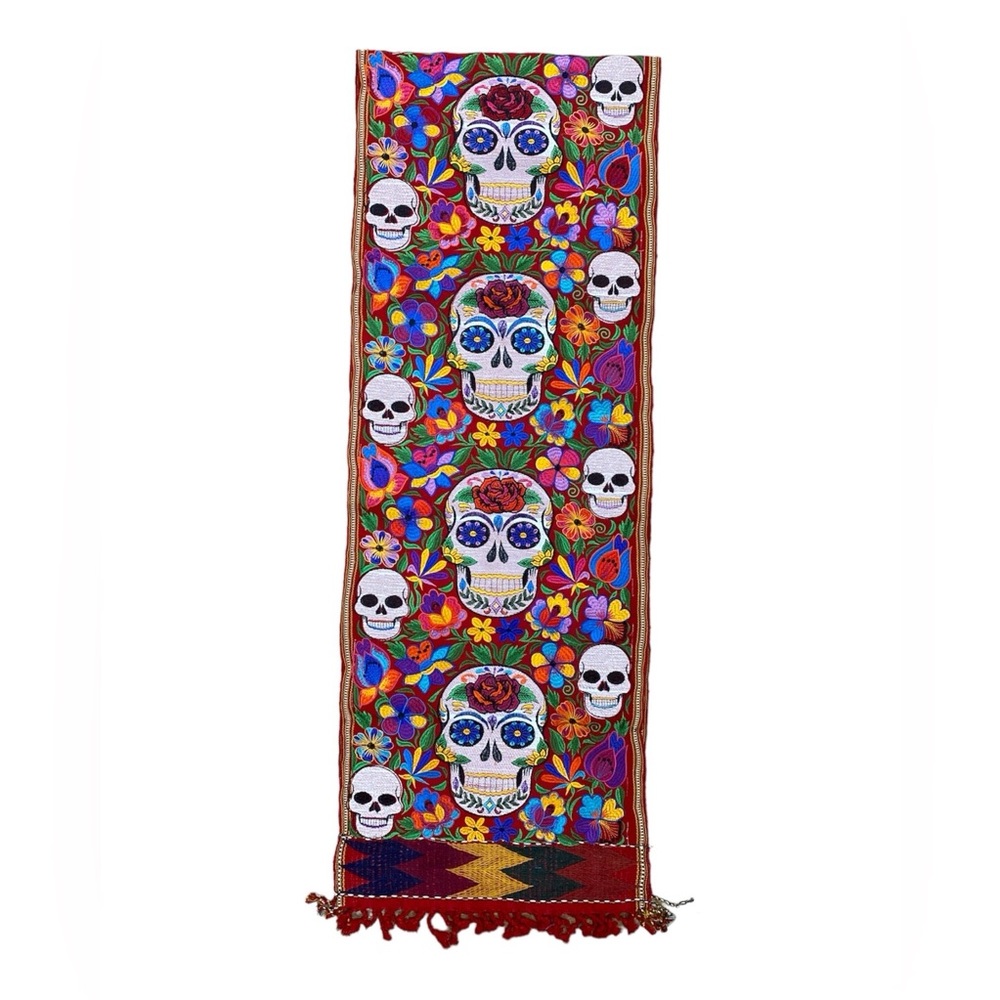 Skull Embroidered Table Runner